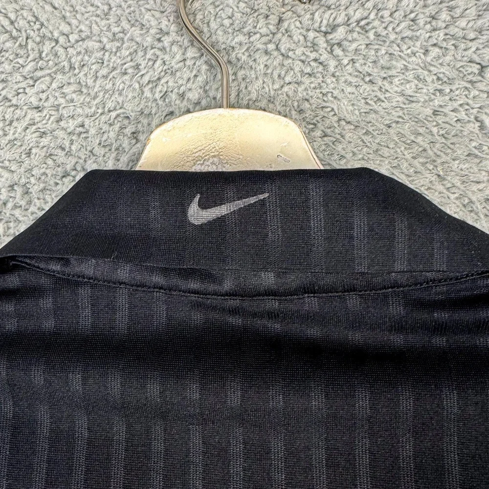 Nike Golf Polo Shirt Mens 2XL Black Dri-FIT Raymond 2011 Vertical‎ Stripe Golfer
